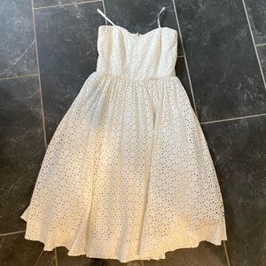 Donna Morgan white eyelet strapless dress